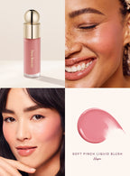 Hope| Rare Beauty's Soft Pinch Liquid Blush in the shade "Hope" applied on models of differing skin tones.