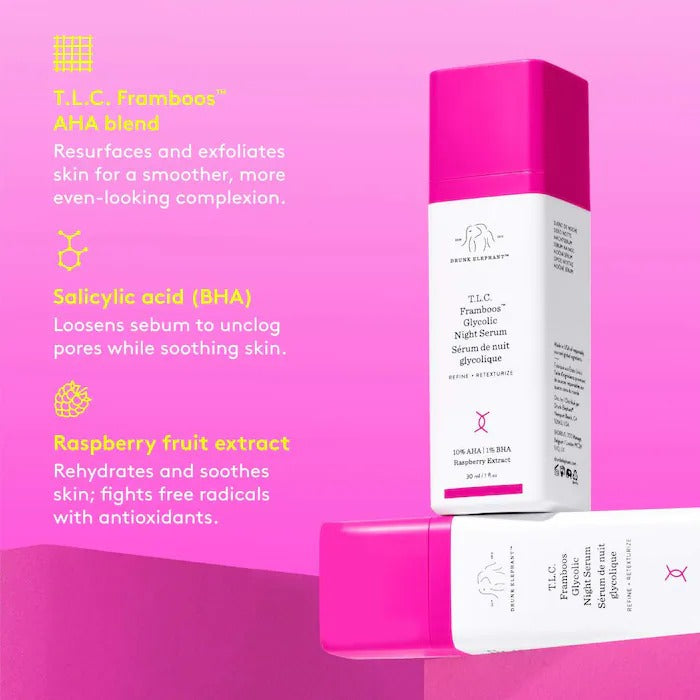 Drunk Elephant - T.L.C. Framboos Glycolic Night Serum - 30ml - Image 4