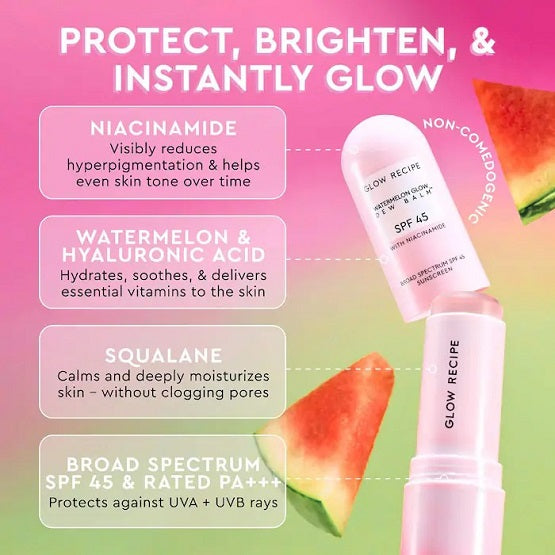 GLOW RECIPE - Watermelon Glow Niacinamide Dew Balm Face Sunscreen Stick- SPF 45 - Image 2