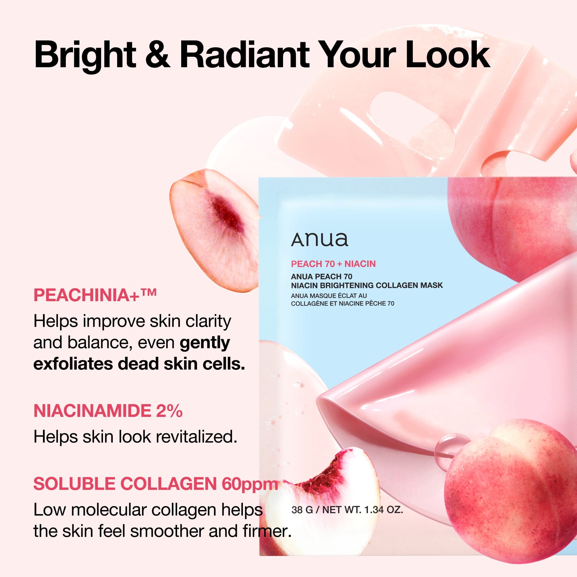 Peach 70 Niacin Brightening Collagen Mask - Image 3