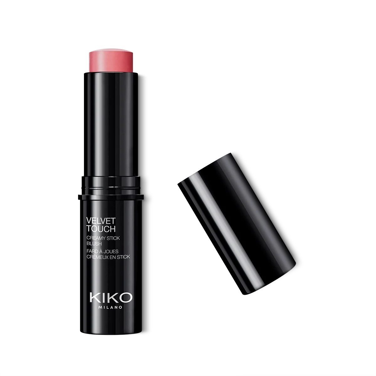 Velvet cream blush stick, blendable, radiant finish, for cheeks.
