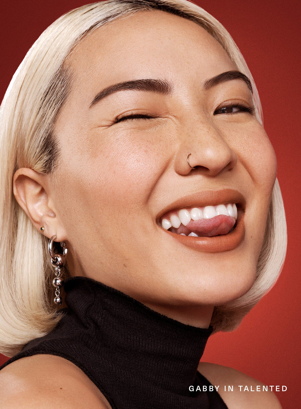 Talented| Model Gabby wearing Kind Words Matte Lipstick in shade "Talented".