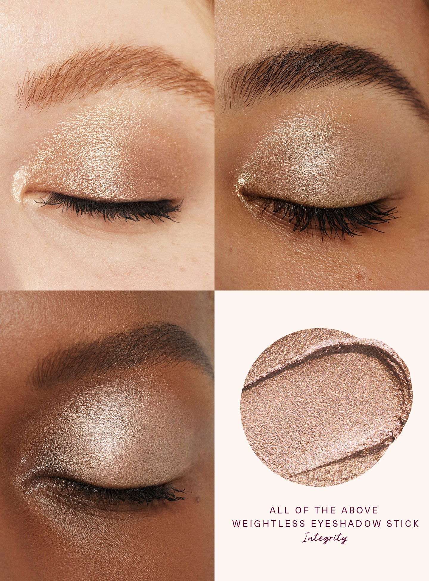 Integrity| Rare Beauty's "Integrity" shade applied to different skin tones.