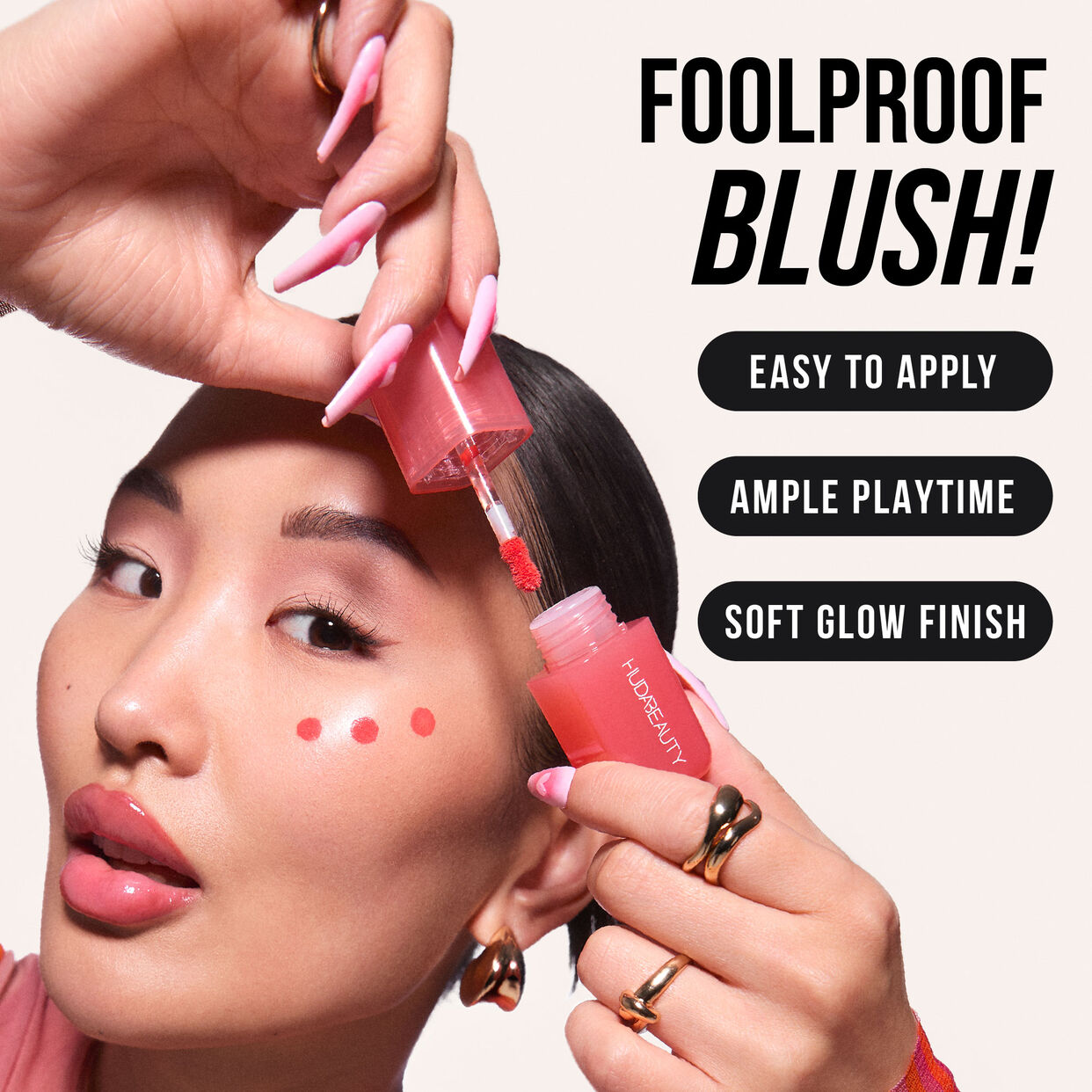 Huda Beauty Filter Liquid Blush, #9, a vibrant, long-lasting blush for a natural flush.