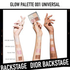 Dior BACKSTAGE Glow Face Palette, highlighter and blush, open compact showing four luminous shades.
