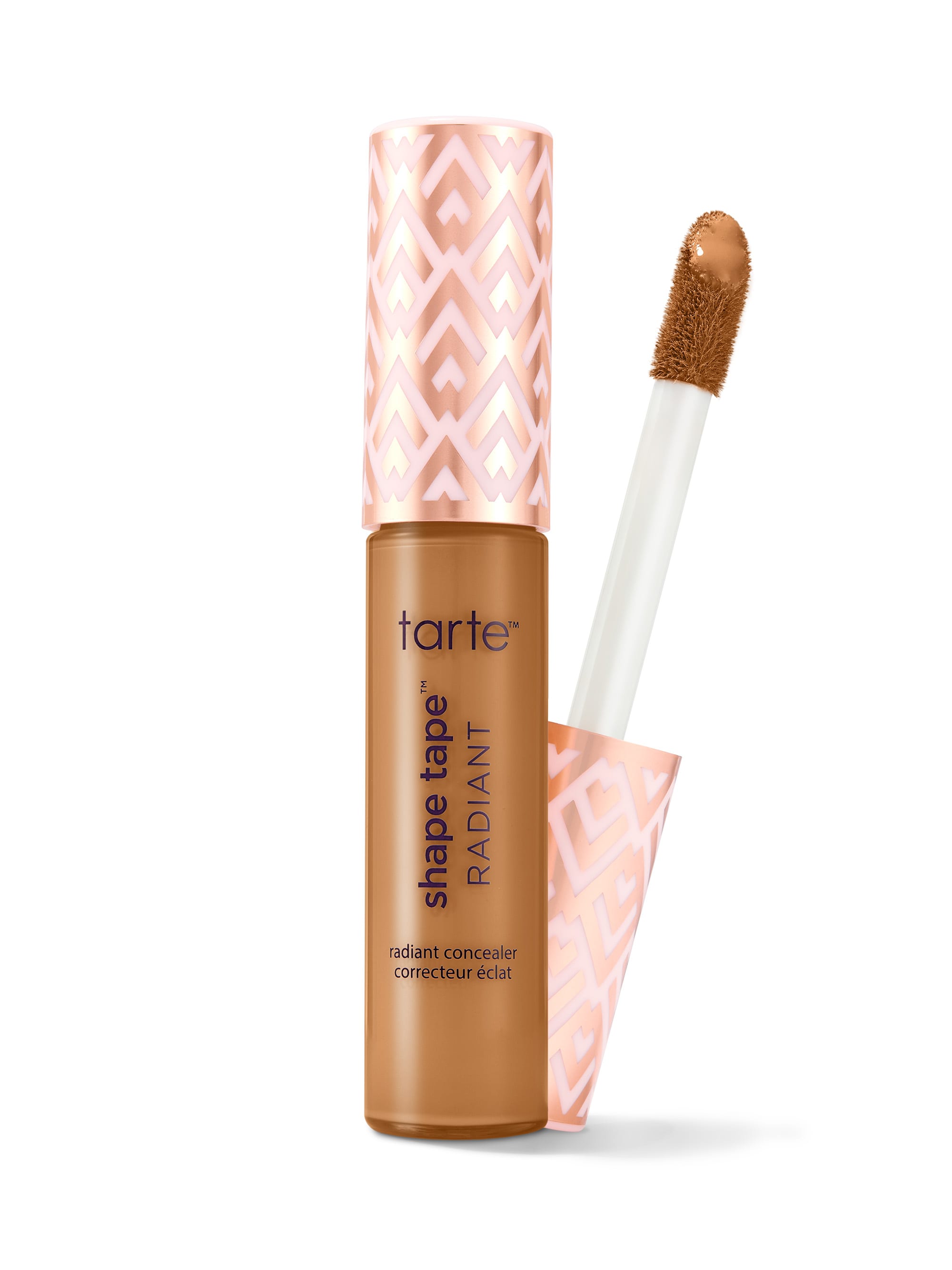 Tarte Shape Tape Radiant concealer with applicator on a white background