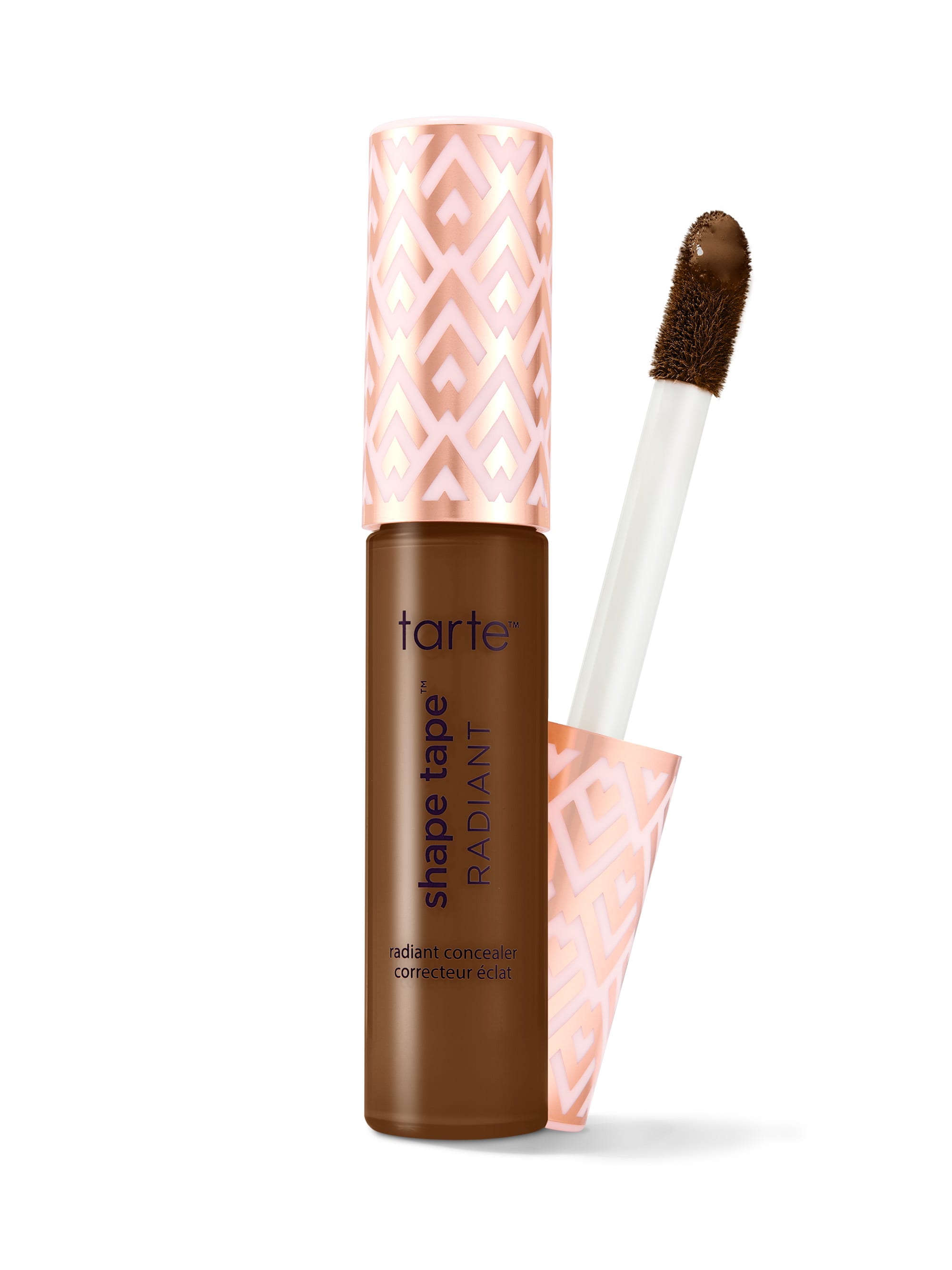 Tarte Shape Tape Radiant concealer with applicator on a white background
