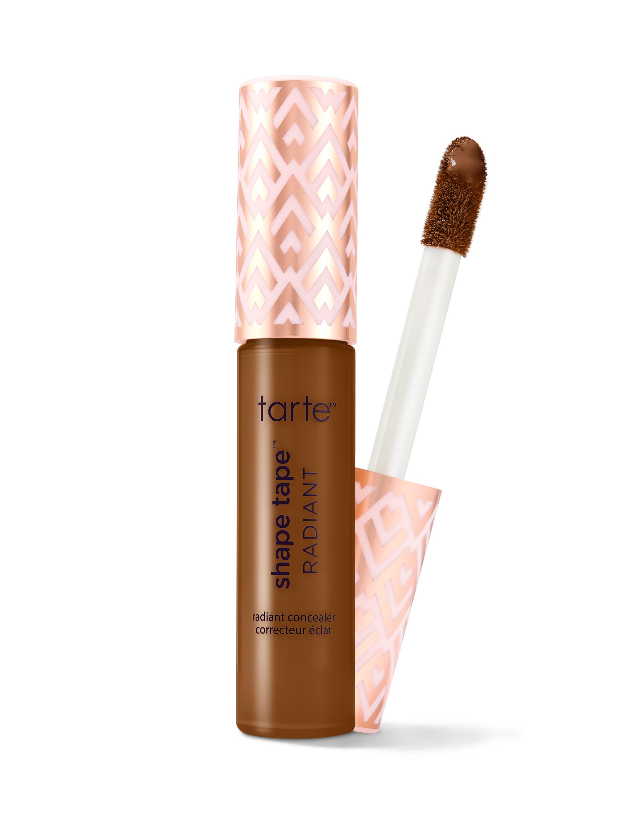 Tarte Shape Tape Radiant concealer with applicator on a white background