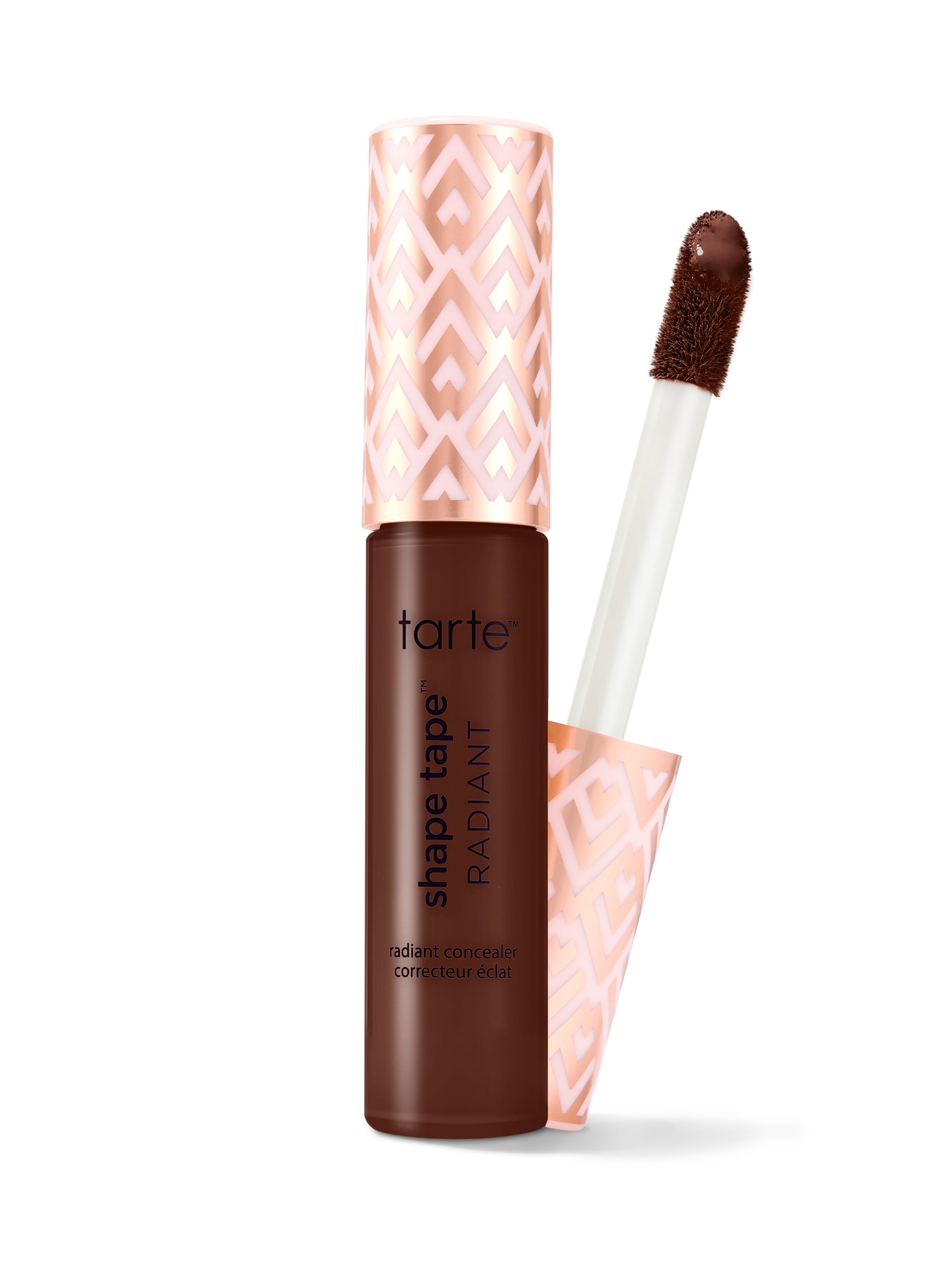 Tarte Shape Tape Radiant concealer with applicator on a white background